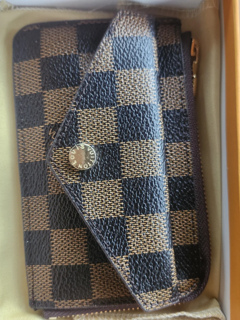 Classic Brown Checkered Women's Wallet - Brown LV